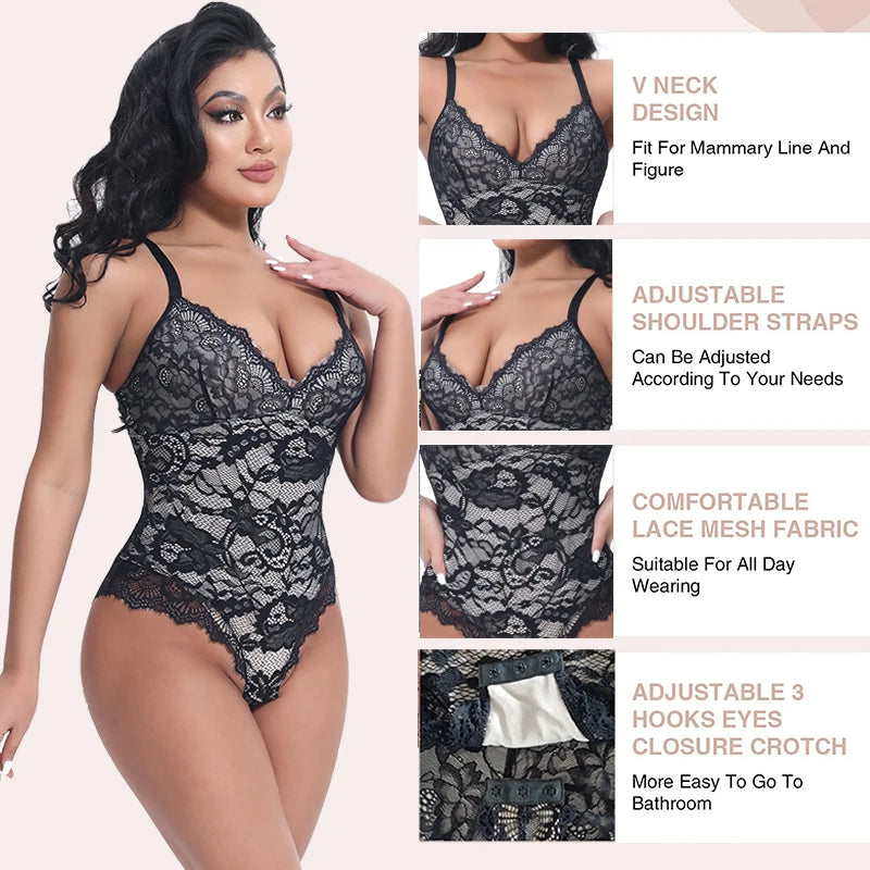 SlimCurves Lace Shapewear Bodysuit