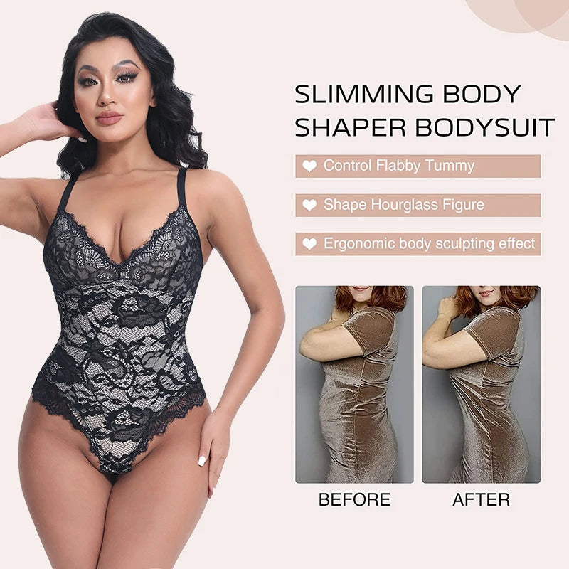 SlimCurves Lace Shapewear Bodysuit