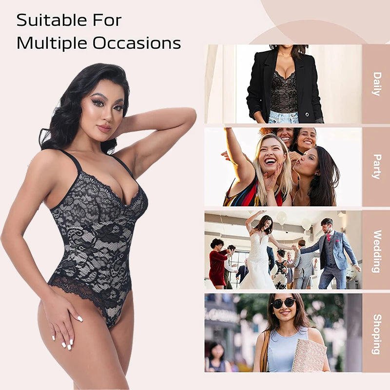 SlimCurves Lace Shapewear Bodysuit