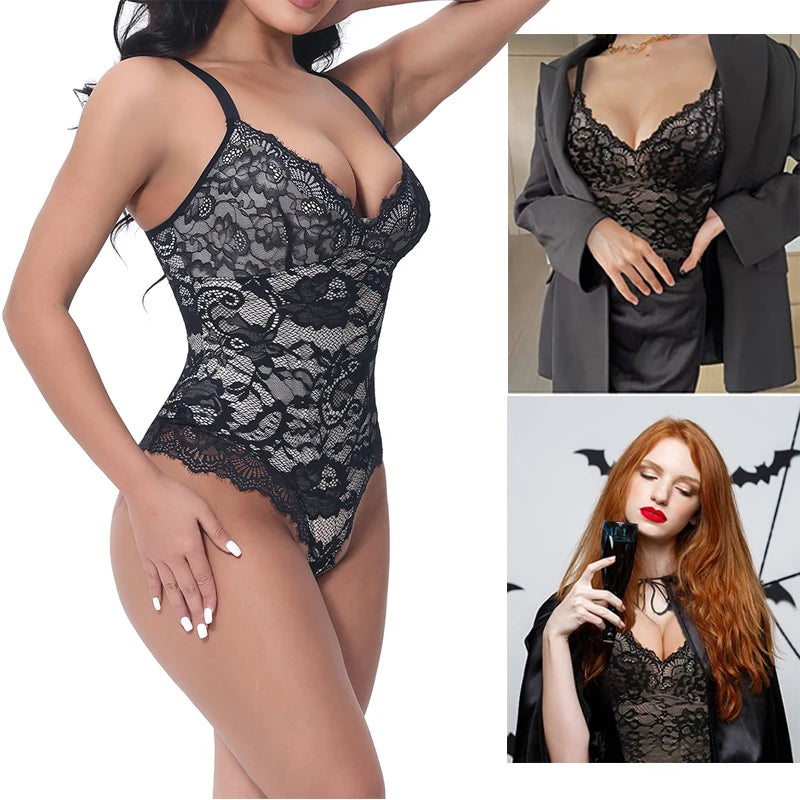 SlimCurves Lace Shapewear Bodysuit